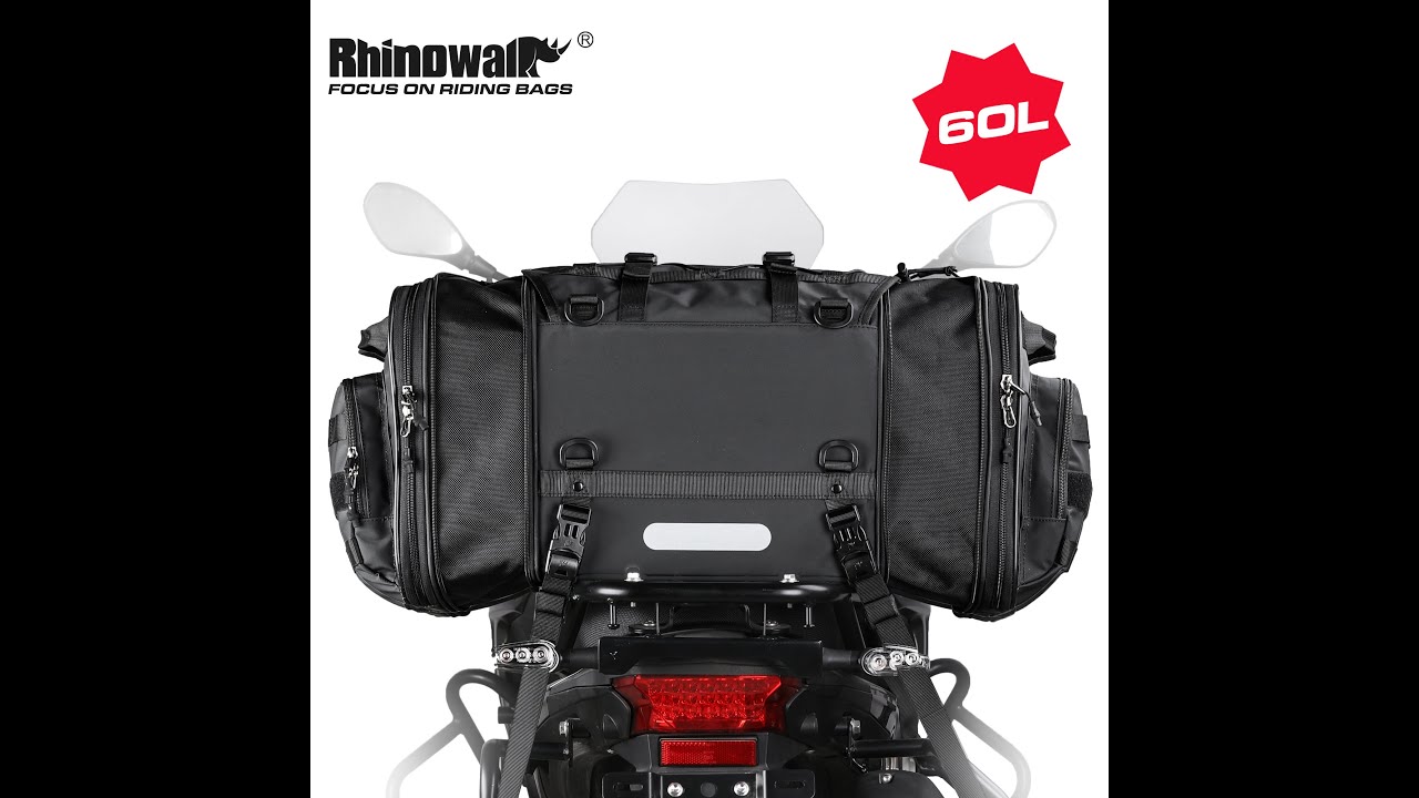 Watch video Rhinowalk Motorcycle Bag 40-60L Waterproof Rear Tail Bag Travel Luggage Expandable Moto Seat Bag Now Rhinowalk Motorcycle Bag 40-60L Waterproof Rear Tail Bag Travel Luggage Expandable Moto Seat Bag