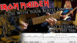 Iron Maiden - Die With Your Boots On Dave Murray&#39;s solo lesson (with tablatures and backing tracks)