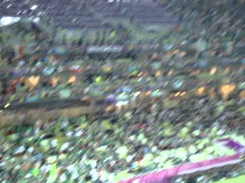 Irish fans singing at the end of the game Ireland - Spain Euro 2012