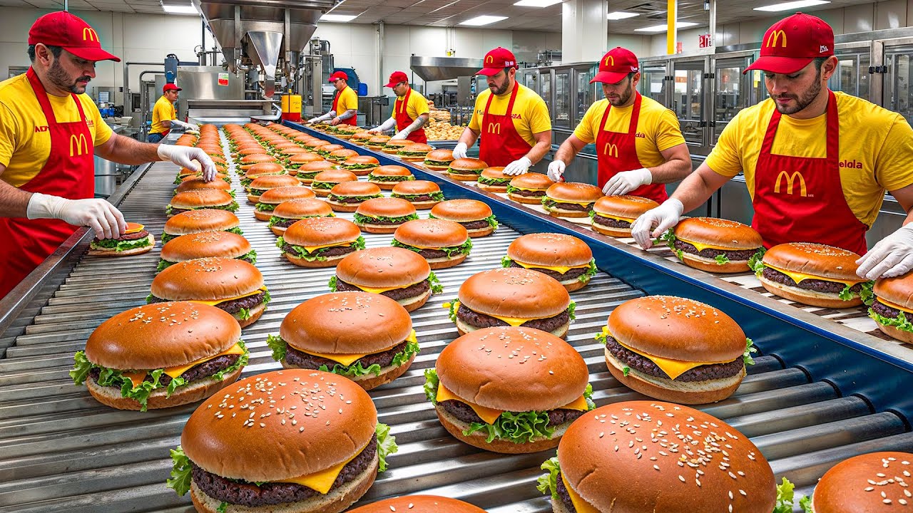 How McDonald's Hamburgers Are Made In Factory