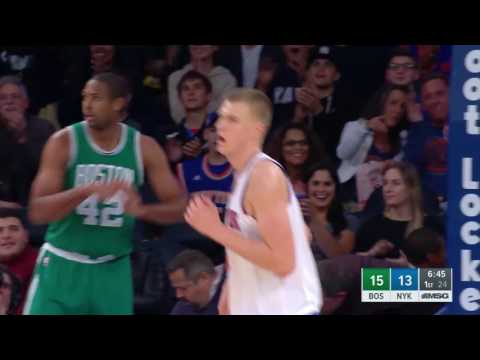 Kristaps Porzingis Throws it Down  Celtics vs Knicks  October 15, 2016  2016 17 NBA Preseason