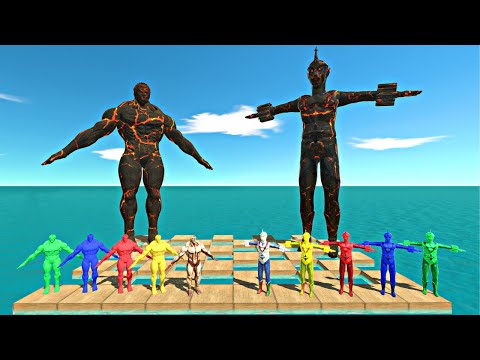 Epic Volcano Bosses Fight | Colourful Armored Titan vs Colourful Zone Fighter - ARBS