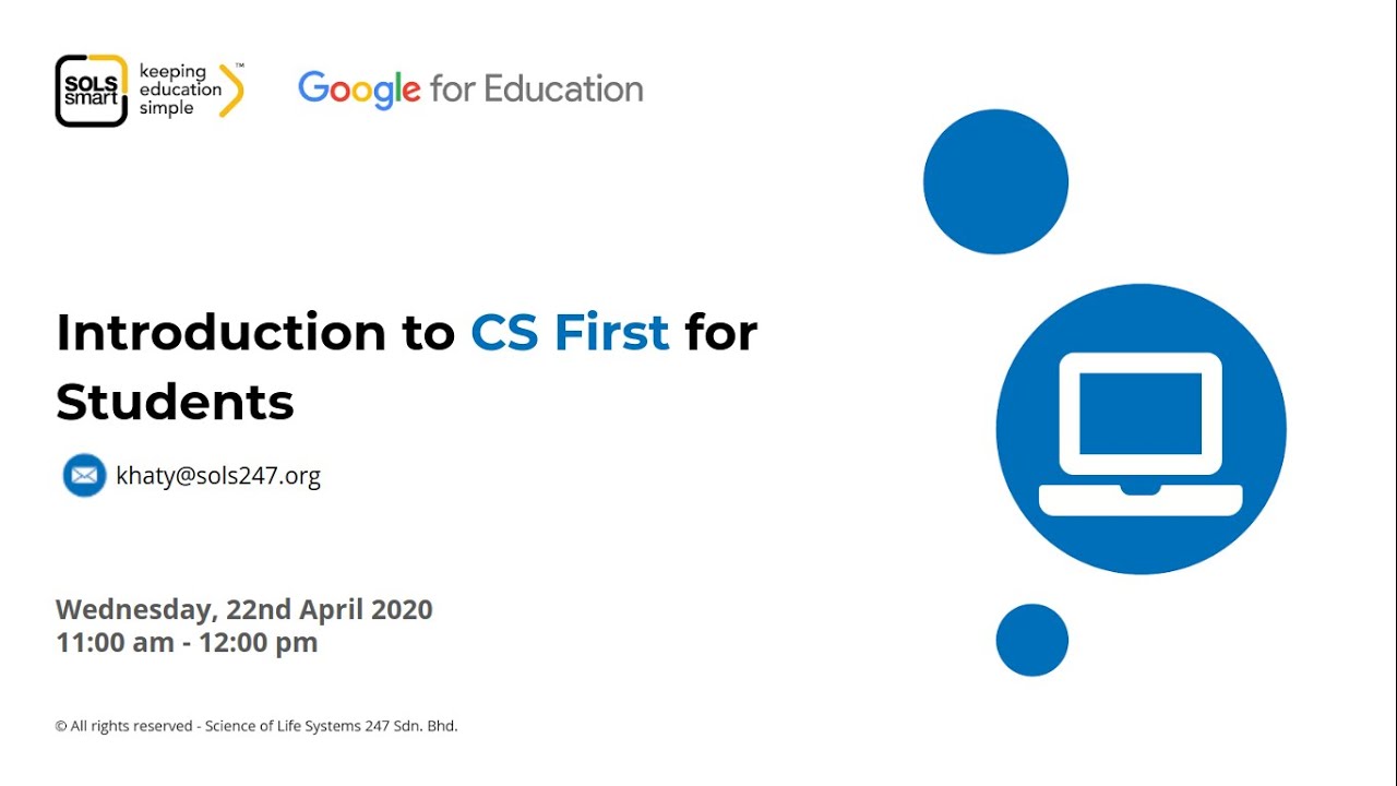 Introduction to CS First for Students Tutorial