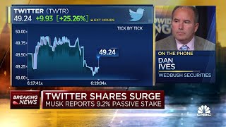 Twitter shares surge after Elon Musk takes 92% sta
