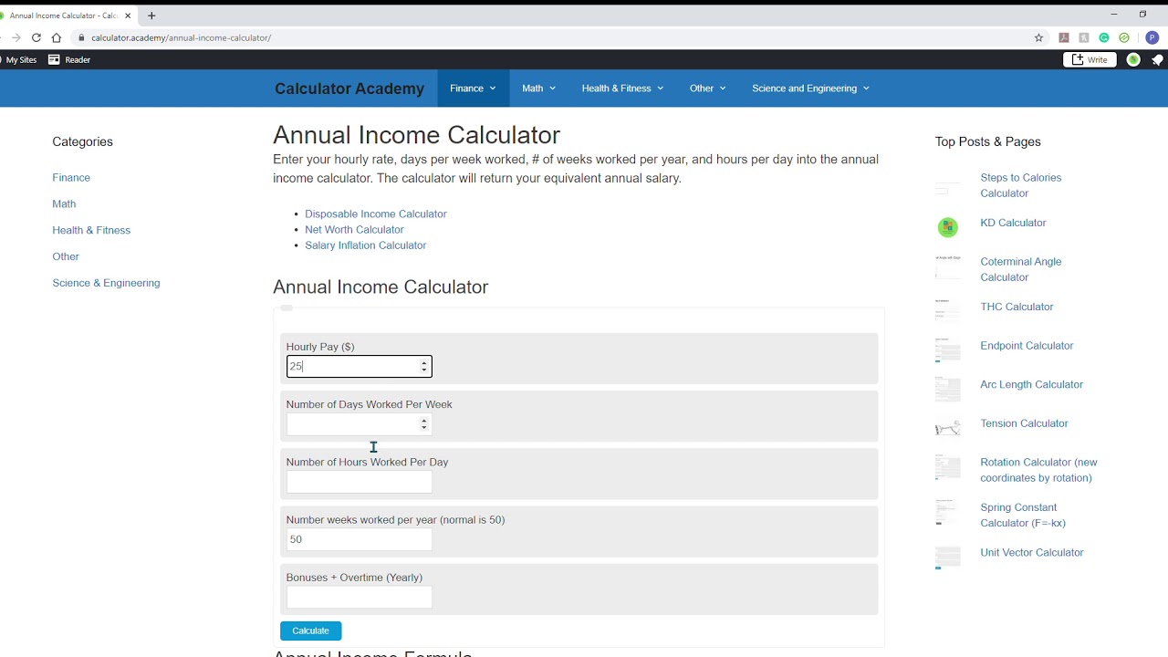 Annual Income Calculator