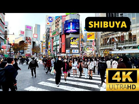 TOKYO, JAPAN 4K SHIBUYA — 1 HOUR Walking Tour — DECEMBER 2022