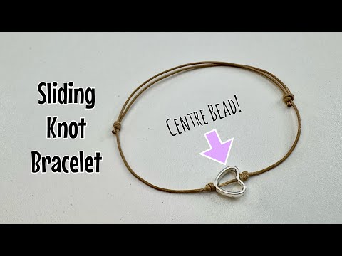 Adjustable sliding knot bracelet with bead in middle and 2 x sliding knots