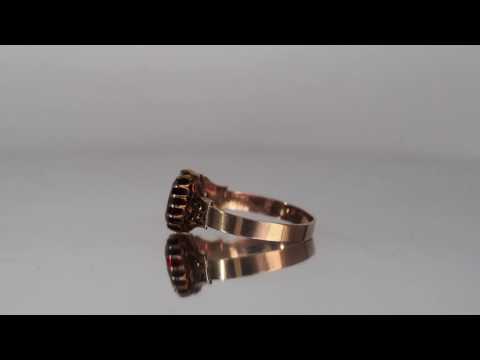 Circa 1880's Victorian 9k Yellow Gold 1.50ct Garnett Oval Cut Solitaire Engagement Ring - VEG #601