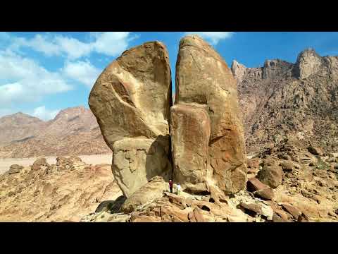 Split Rock of Moses, Saudi Arabia - 4K Drone Footage