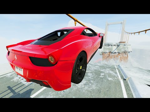 Cars vs Broken Bridge – BeamNG.Drive Crashes | Lamborghini vs BMW M5 vs Ferrari