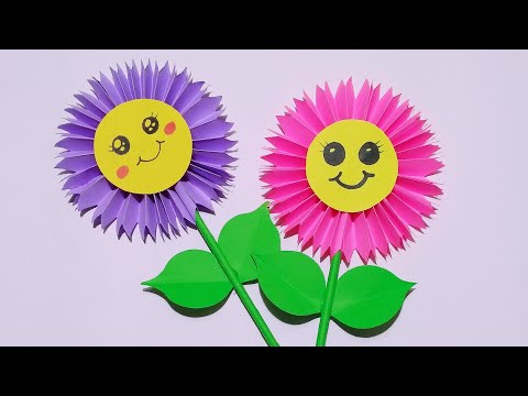Cute paper flower making idea / a4 nirmana / kadadasi mal nirmana / athwada / paper flowers