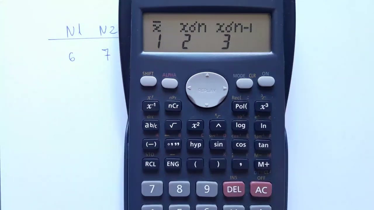 Cálculos estatisticos na calculadora científica.