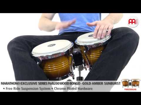 Marathon© Exclusive Series FWB200 Wood Bongo - Gold Amber - Sunburst - FWB200GAB