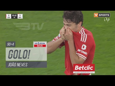 Golo João Neves: Benfica (1)-1 Sporting (Liga 23/24 #11)