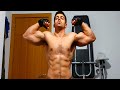 Young bodybuilder flexing muscle after gym workout