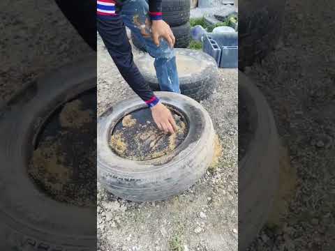 💥จะเทปูนใส่วงล้อยางทำบ้าอะไร😅