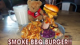 SMOKE BBQ MAN VS FOOD BURGER CHALLENGE!!