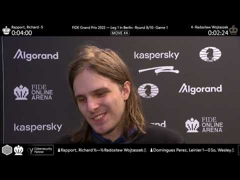Richard Rapport and Radosław Wojtaszek after the tie-breaks of the FIDE Grand Prix 2022