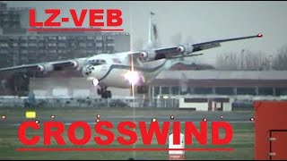 DANGEROUS CROSSWIND   Antonov 12  LZ-VEB  , Vega Airlines