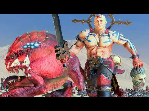 KHORNE and GREENSKINS vs DARK ELVES and SKAVEN - TotalWar Warhammer 3 cinematic battle