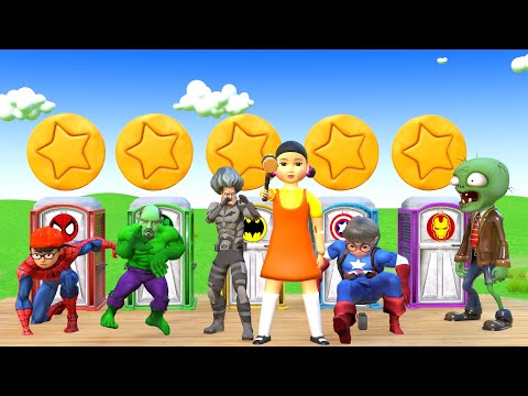 Scary Teacher 3D vs Squid Game Paper Plane and Axe vs Wood Honeycomb Candy Shape 5 Times Challenge