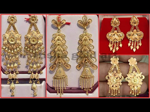 Latest Gold Earrings Designs With Weight And Price // trisha gold art