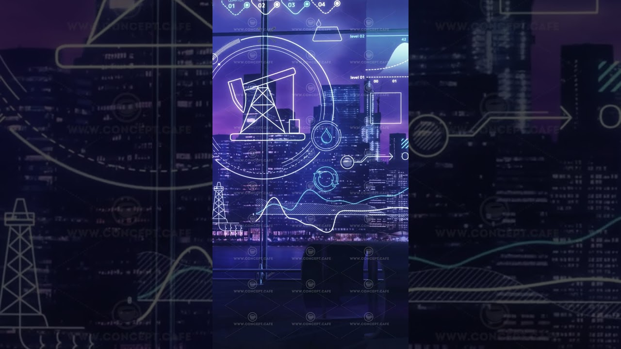 Hologram infographics on the theme of the oil industry.