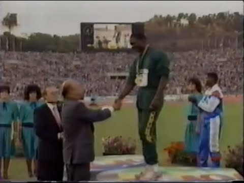 Ben Johnson and Carl Lewis 100m Medal Ceremony at the Rome1987 World Championships in Athletics Rome