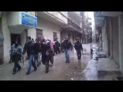 توجه عناصر كتيبة أحفاد سيدنا الحمزة لاقتحام مخيم فلسطين في مدينة دمشق