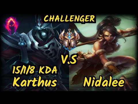 Cuzz (KARTHUS) vs NIDALEE - 15/1/8 KDA JUNGLE CHALLENGER GAMEPLAY - KR