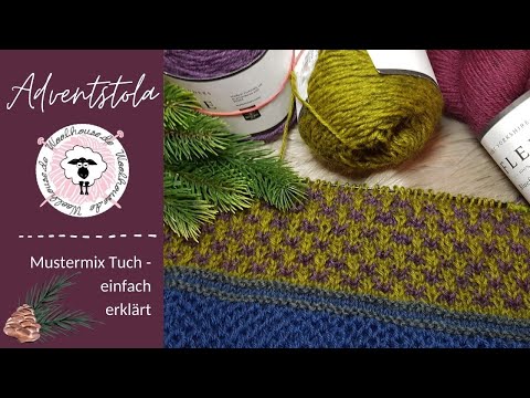 Mustermix Adventstola / Teil 8 / Hebemuster stricken