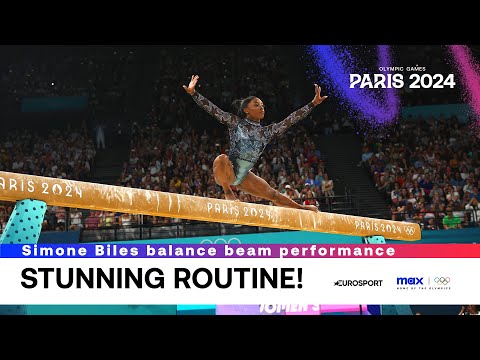 ABSOLUTELY INCREDIBLE 😯 | Simone Biles balance beam performance #Paris2024 🇫🇷