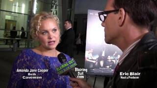 Amanda Jane Cooper  talks w Eric Blair @ The Premiere of Cavemen