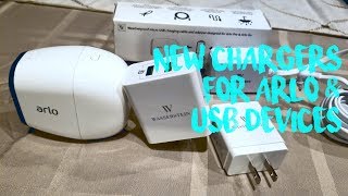 Arlo Pro & Pro2 16 foot CABLE/AC usb combo for continuous charging and recording + USB CHARGERS!
