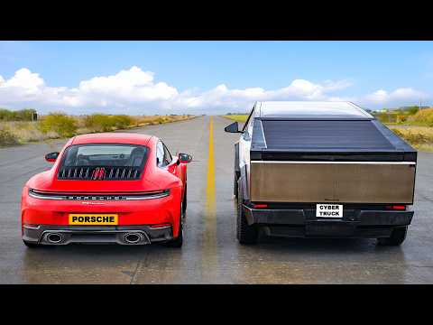 New Porsche 911 v Cybertruck: DRAG RACE