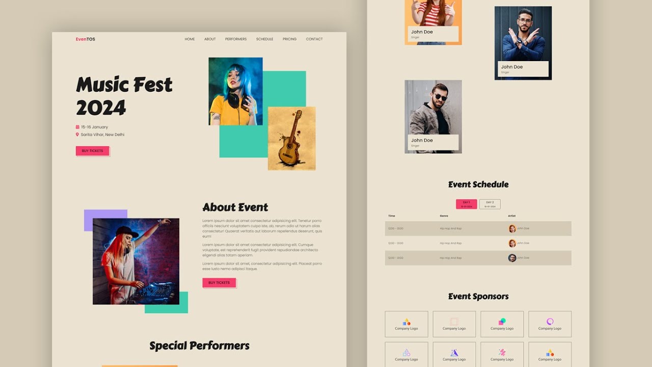 Build a Creative Event Website Using Html Css & Javascript | Fully Responsive