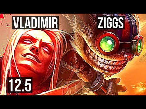 VLADIMIR vs ZIGGS (MID) | 16/0/4, Legendary, 400+ games | EUW Diamond | 12.5