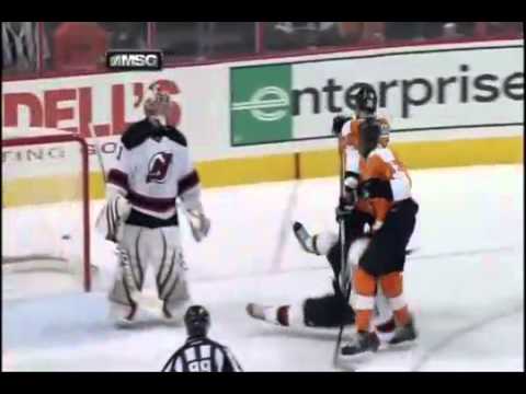 4 Feb 2012 Kovalchuk Schenn fight  New Jersey Devils vs Philadelpia Flyers  NHL hockey