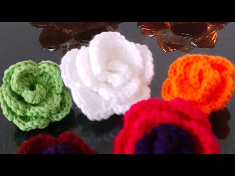 طريقة عمل ورود كروشيه مجسمة بعدة طبقات crochet flower tutorial