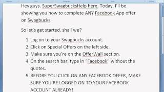 How To Complete Facebook Application Offers on Swagbucks!