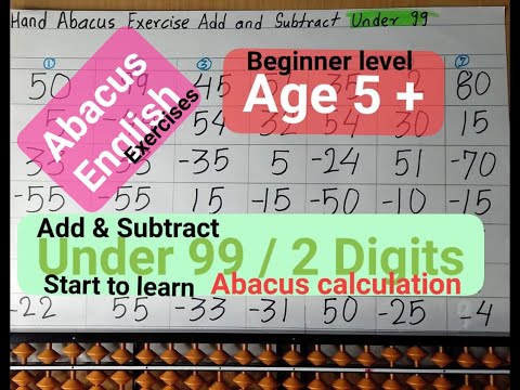 Abacus English Beginner Exercises Add & Subtract Under 99 Episode 6