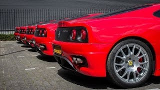 5x Ferrari 360 Challenge Stradale Sounds! Start Ups, Revving, Accelerating!!