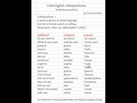 Pronouncing USA English Colloquialisms