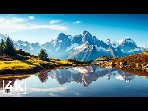 Flying Over The Alps Mountain in 4K Video Ultra HD with Relaxing Music