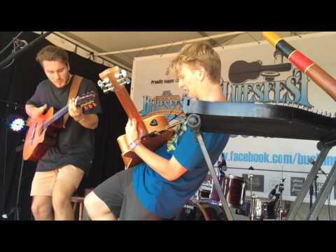 Ripping it up at Bluesfest, Nick and Sam with Wazinator Classic stompbox