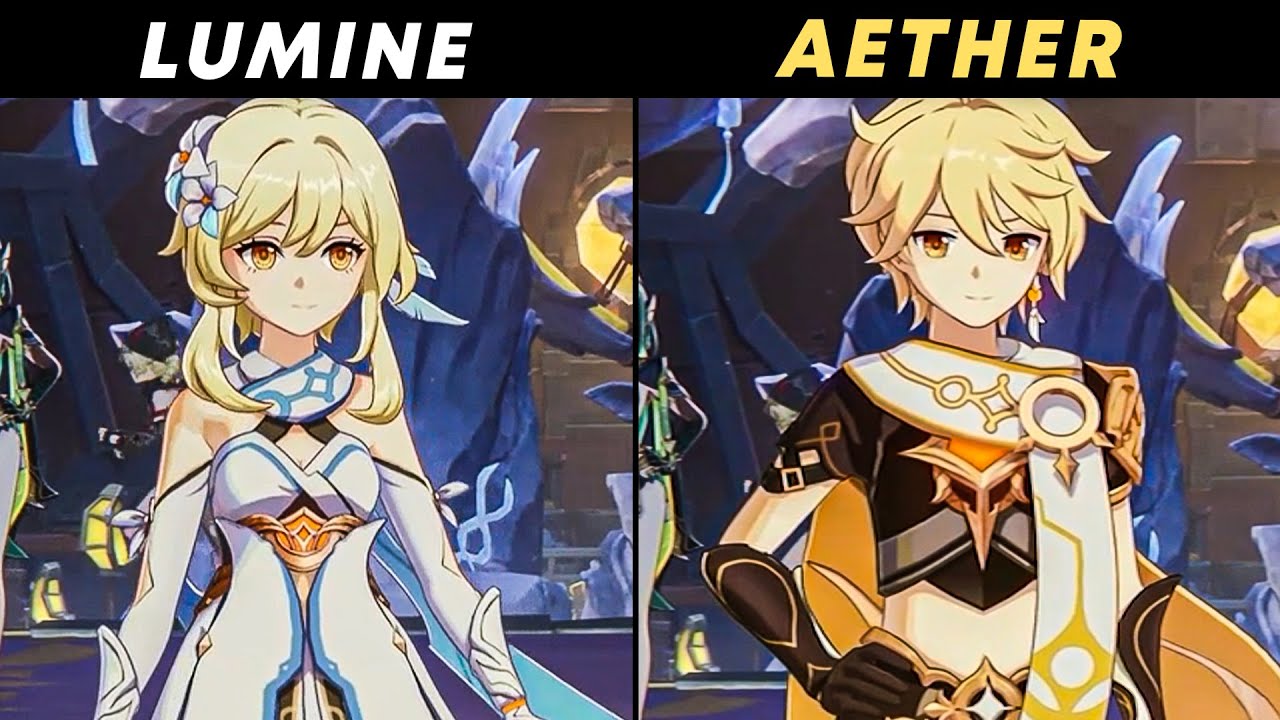 Aether vs Lumine Cutscene Differences (Side By Side) Genshin Impact 6.2