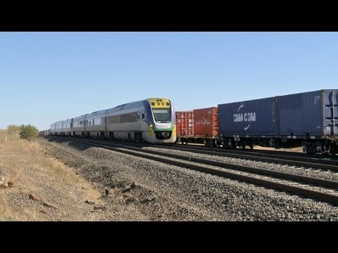 Passenger Train Paces Freight Train - PoathTV Australian Railways