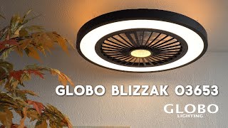 BLIZZAK stropný ventilátor čierny so svetlom LED 45W/3000-6500K + diaľkové ovládanie