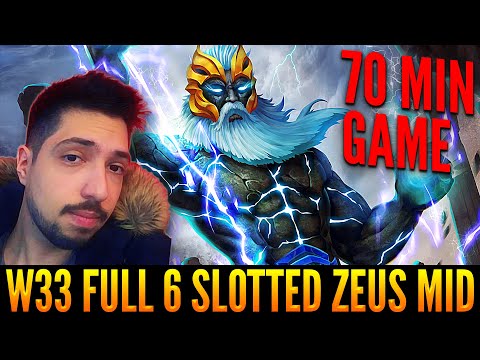 👉 W33 6 Slotted Zeus On Mid - WTF Crazy 70 Min Game And 140k Hero DMG! - Dota 2