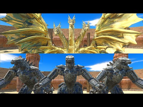 GHIDORAH vs MechaGodzilla 2021 At The Arena - Animal Revolt Battle Simulator